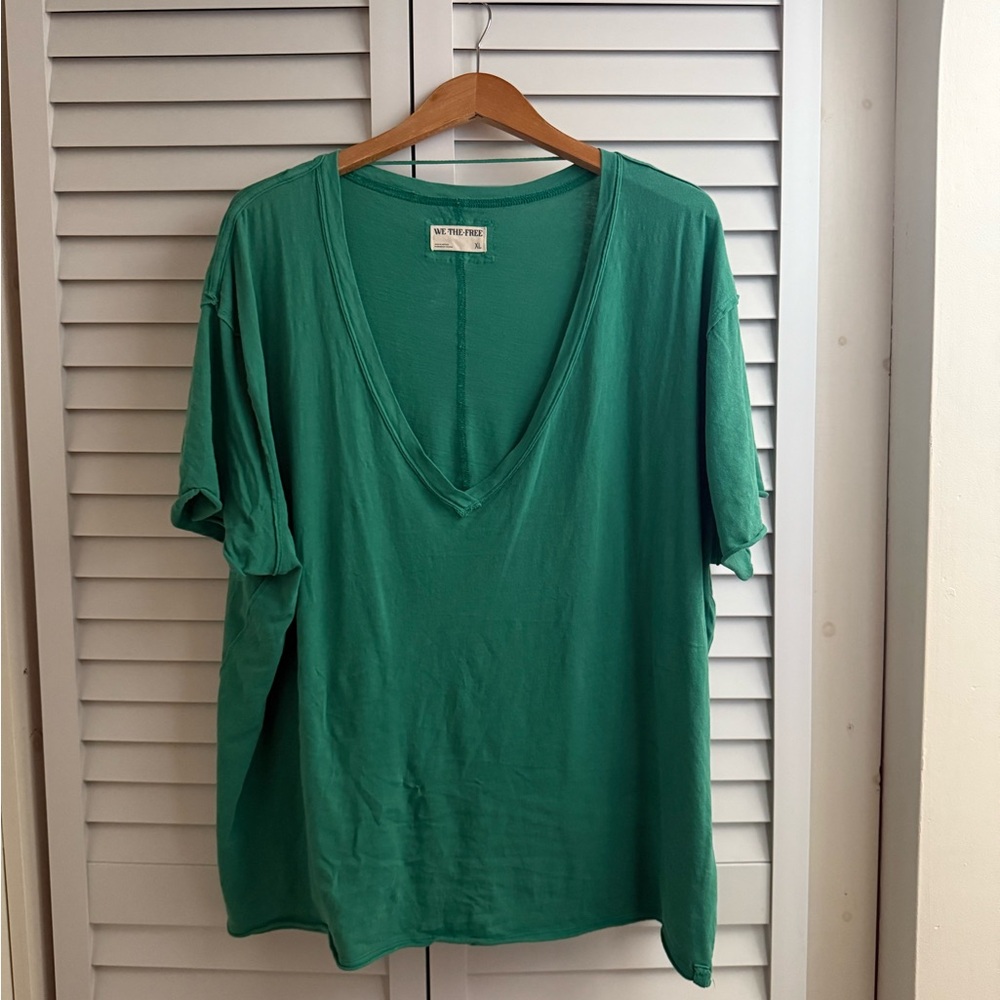 We The Free Deep Green V-Neck Tee
